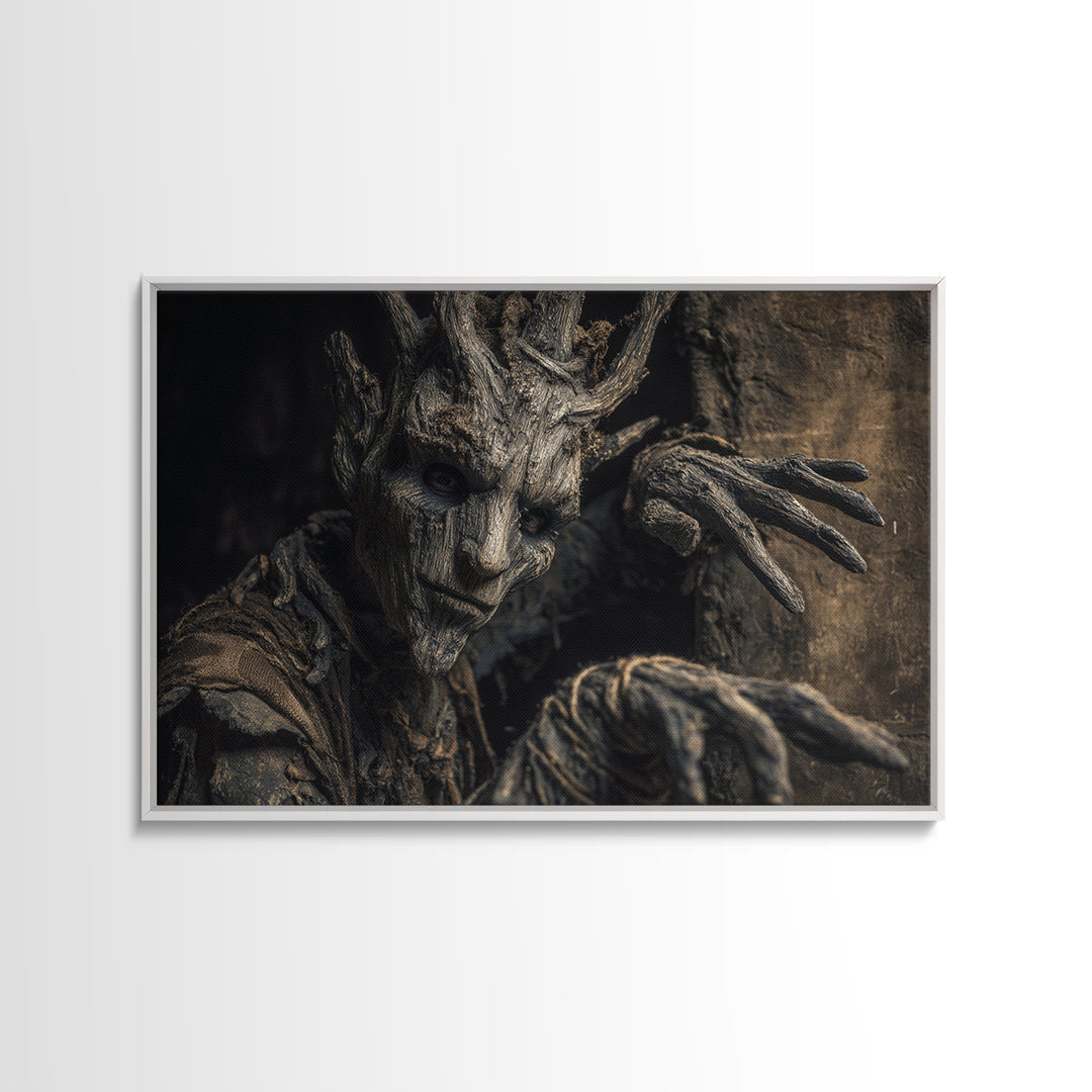 The Hollow-Tree Monster, Surreal Apocalyptic Art, Landscape Wall Art, Dark Halloween Decor, Canvas Print, Halloween Wall Art