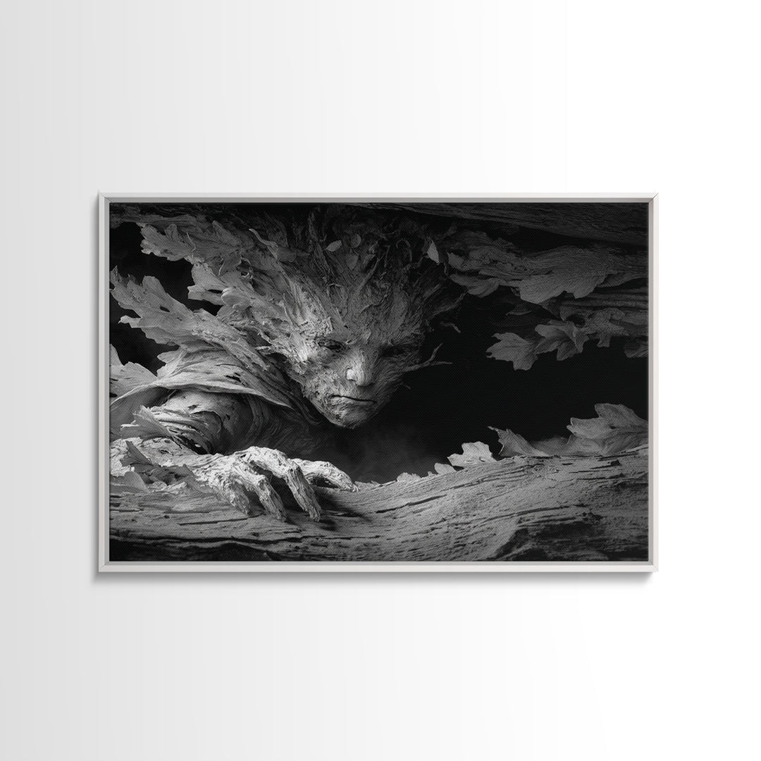 The Hollow-Tree Monster, Biomechanical Horror Art, Landscape Wall Art, Dark Fantasy Wall Art, Canvas Print, Halloween Wall Art