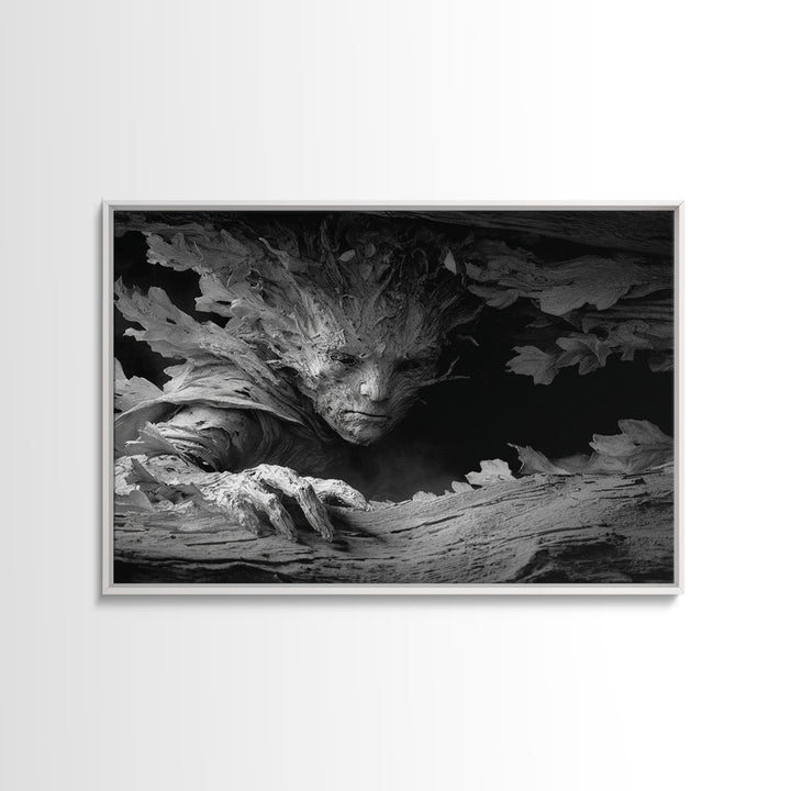 The Hollow-Tree Monster, Biomechanical Horror Art, Landscape Wall Art, Dark Fantasy Wall Art, Canvas Print, Halloween Wall Art