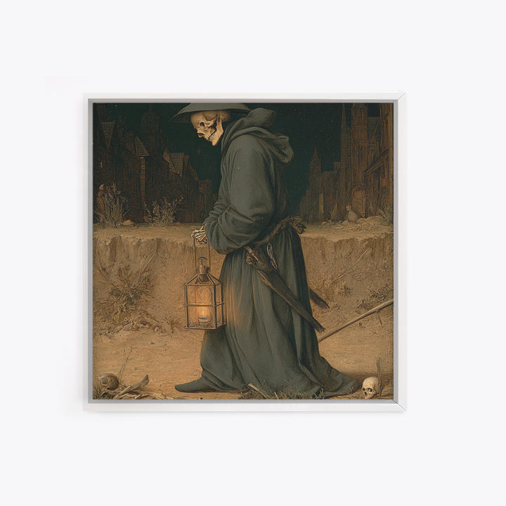 The Crossroads Spirit, Danse Macabre Art, Square Wall Art, Dark Halloween Decor, Framed Canvas Print, Halloween Wall Art