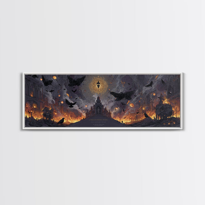 The Crossroads Spirit, Apocalyptic Romantic Art, Extra Wide Wall Art, Dark Halloween Decor, Canvas Print, Halloween Wall Art