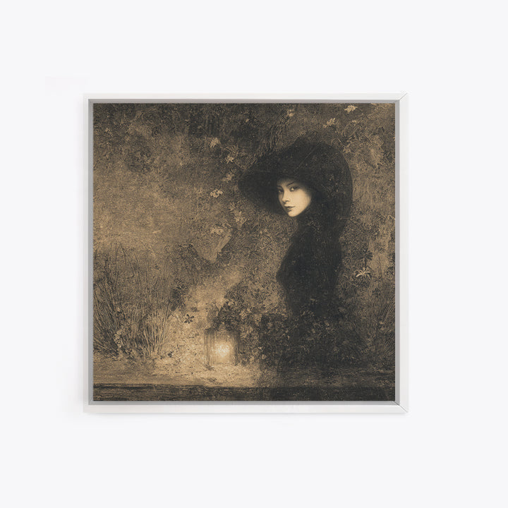 The Crossroads Spirit, Symbolist Dream Art, Square Wall Art, Dark Fantasy Wall Art, Canvas Print, Halloween Wall Art