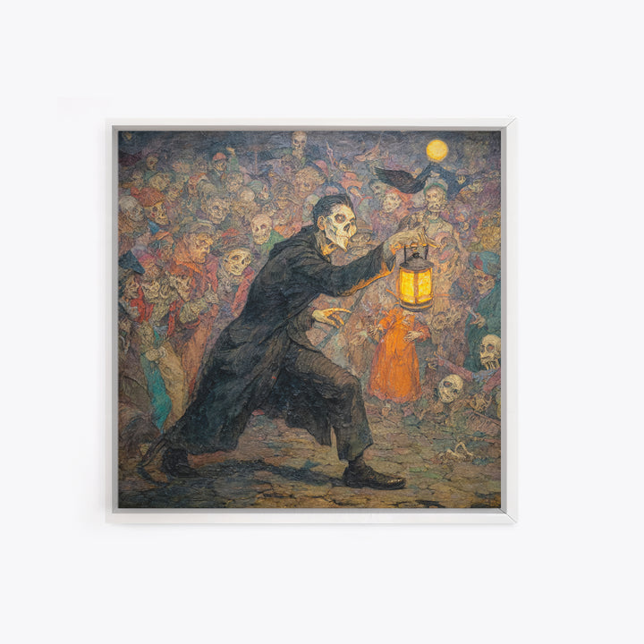 The Crossroads Spirit, Grotesque Carnival Art, Square Wall Art, Dark Halloween Decor, Canvas Print, Halloween Wall Art, Gothic Home Decor