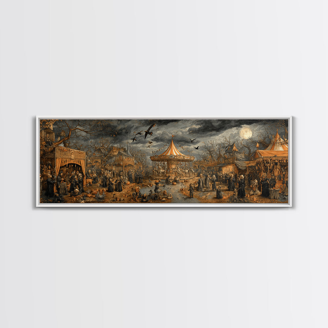 The Abandoned Carnival, Medieval Grotesque Art, Extra Wide Wall Art, Macabre Wall Art, Canvas Print, Halloween Wall Art