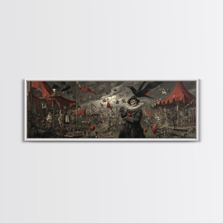 The Abandoned Carnival, Danse Macabre Art, Extra Wide Wall Art, Gothic Horror Wall Art, Canvas Print, Halloween Wall Art