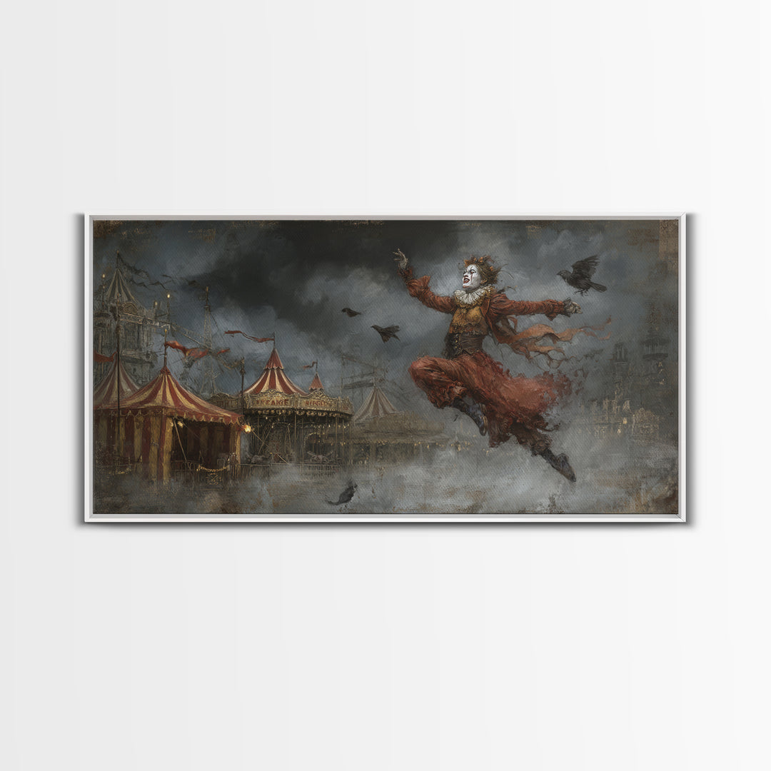 The Abandoned Carnival, Visionary Gothic Art, Wide Panoramic Art, Dark Fantasy Wall Art, Canvas Print, Halloween Wall Art