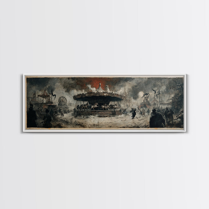 The Abandoned Carnival, Decadent Gothic Art, Extra Wide Wall Art, Dark Fantasy Wall Art, Framed Canvas Print, Halloween Wall Art