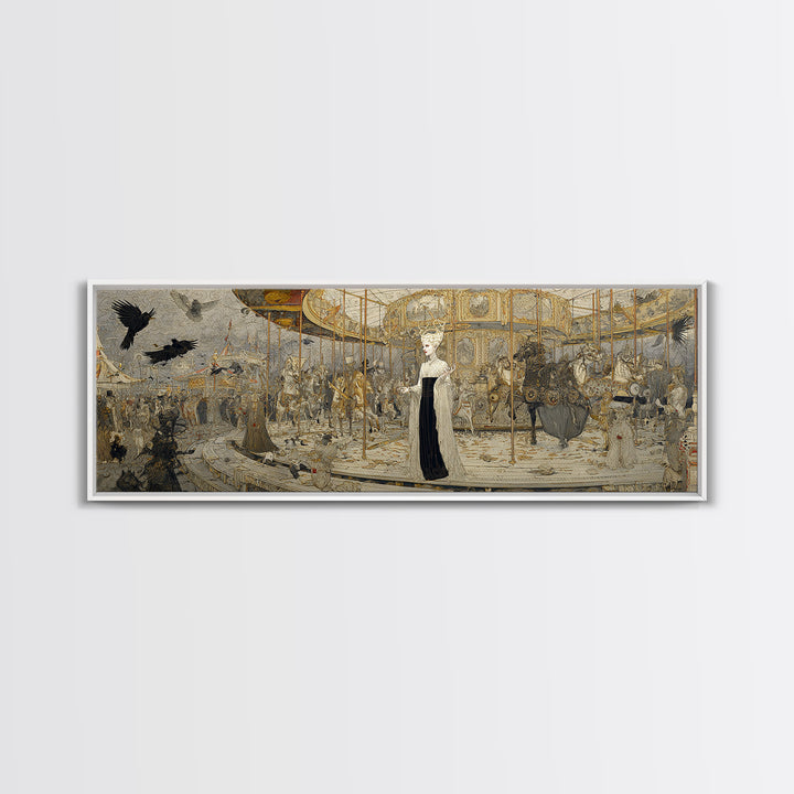 The Abandoned Carnival, Symbolist Death Art, Extra Wide Wall Art, Gothic Horror Wall Art, Framed Canvas Print, Halloween Wall Art