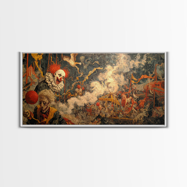 The Abandoned Carnival, Grotesque Carnival Art, Wide Panoramic Art, Dark Fantasy Wall Art, Canvas Print, Halloween Wall Art