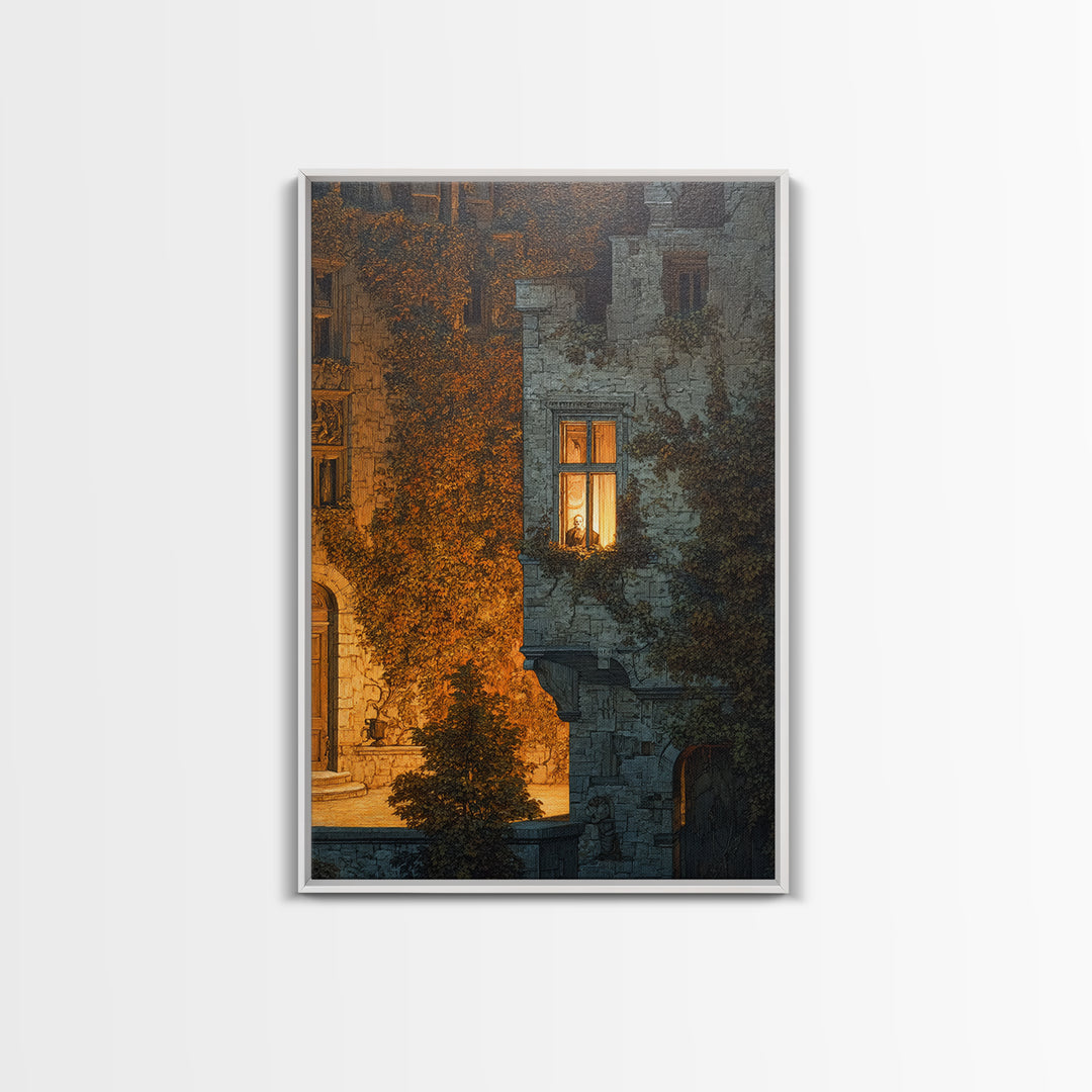 The Haunted Manor, Danse Macabre Art, Vertical Wall Art, Dark Halloween Decor, Canvas Print, Halloween Wall Art