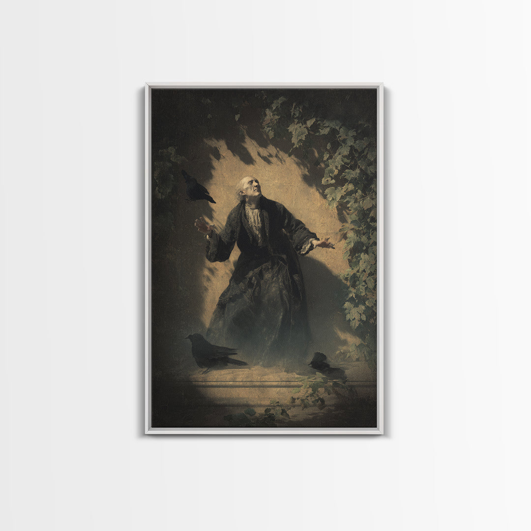 The Haunted Manor, Dark Romantic Horror Art, Vertical Wall Art, Gothic Horror Wall Art, Canvas Print, Halloween Wall Art