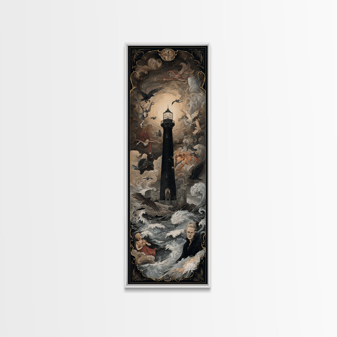 The Cursed Lighthouse, Gothic Nightmare Art, Tall Narrow Wall Art, Gothic Horror Wall Art, Canvas Print, Halloween Wall Art