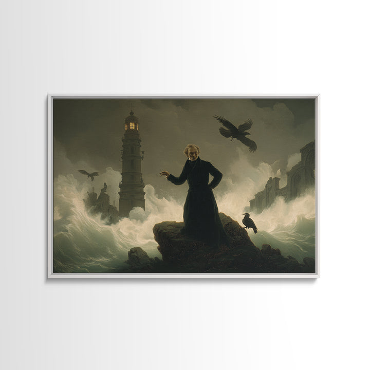 The Cursed Lighthouse, Romantic Gothic Landscape, Landscape Wall Art, Dark Halloween Decor, Canvas Print, Halloween Wall Art