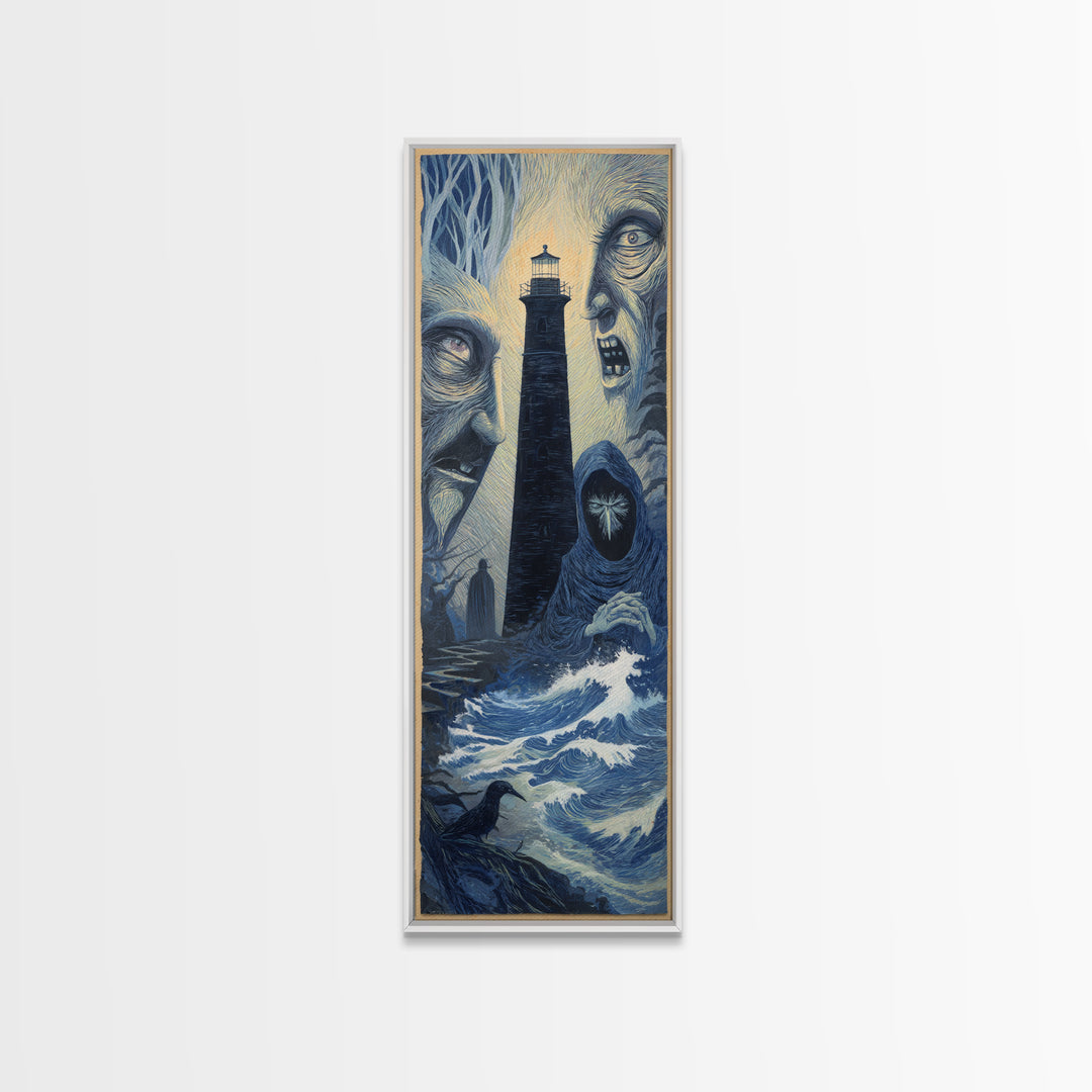 The Cursed Lighthouse, Expressionist Gothic Art, Tall Narrow Wall Art, Gothic Horror Wall Art, Canvas Print, Halloween Wall Art