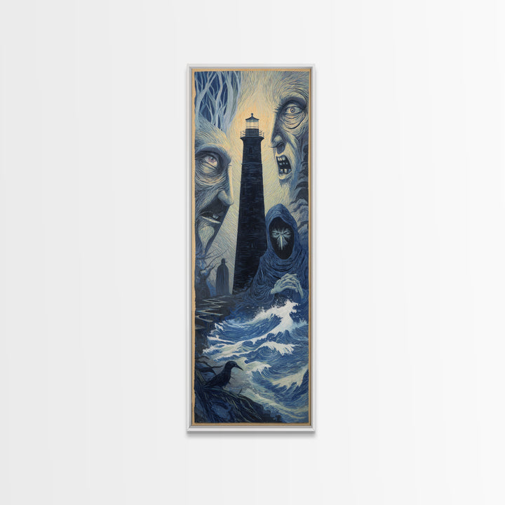 The Cursed Lighthouse, Expressionist Gothic Art, Tall Narrow Wall Art, Gothic Horror Wall Art, Canvas Print, Halloween Wall Art