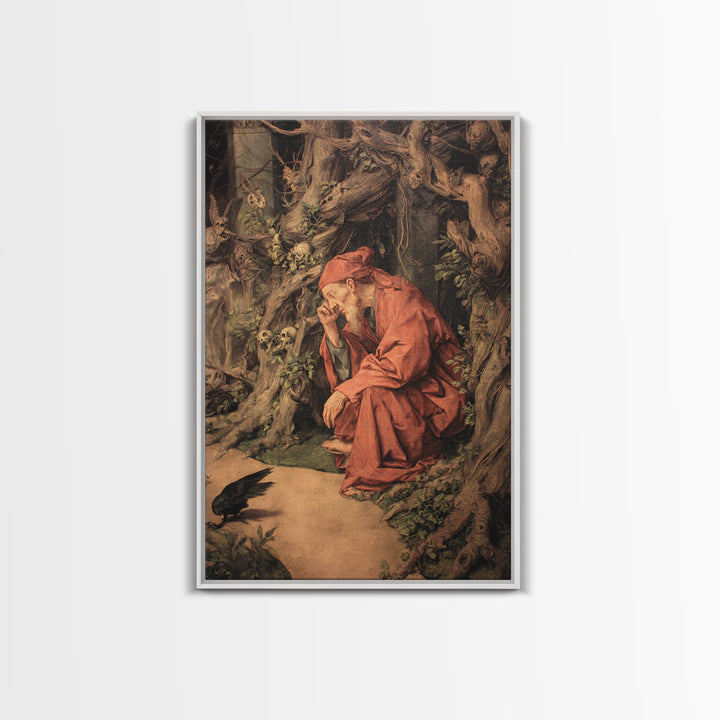 The Witch'S Forest, Dark Renaissance Art, Vertical Wall Art, Dark Halloween Decor, Framed Canvas Print, Halloween Wall Art