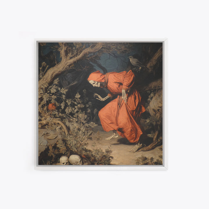 The Witch'S Forest, Danse Macabre Art, Square Wall Art, Dark Halloween Decor, Canvas Print, Halloween Wall Art