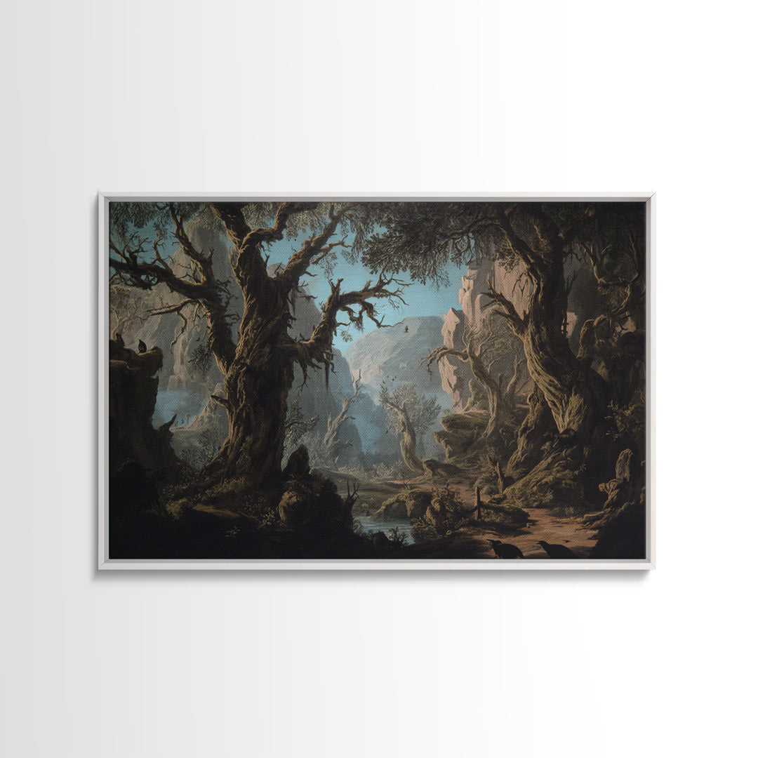 The Witch'S Forest, Baroque Witchcraft Art, Landscape Wall Art, Macabre Wall Art, Framed Canvas Print, Halloween Wall Art