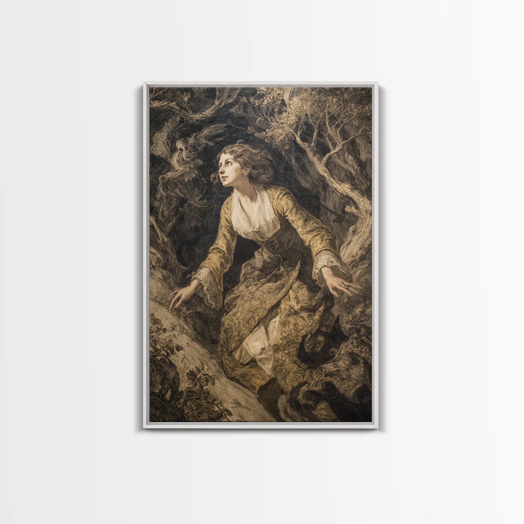 The Witch'S Forest, Dark Romantic Horror Art, Vertical Wall Art, Macabre Wall Art, Canvas Print, Halloween Wall Art, Dark Fantasy Art