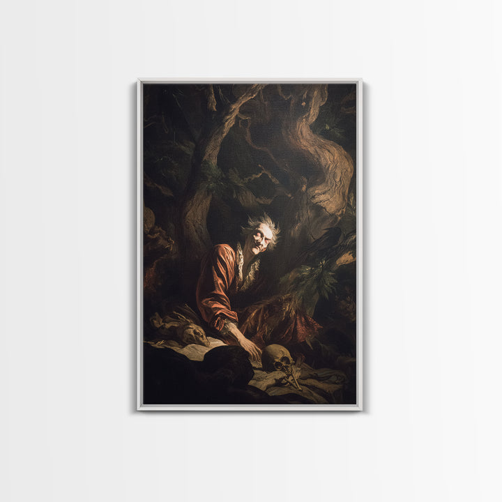 The Witch'S Forest, Gothic Nightmare Art, Vertical Wall Art, Dark Halloween Decor, Framed Canvas Print, Halloween Wall Art