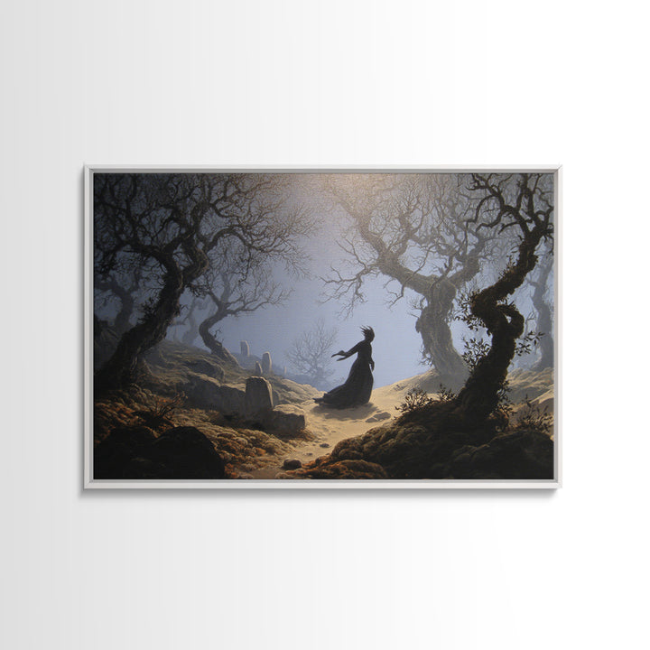 The Witch'S Forest, Romantic Gothic Landscape, Landscape Wall Art, Dark Fantasy Wall Art, Framed Canvas Print, Halloween Wall Art