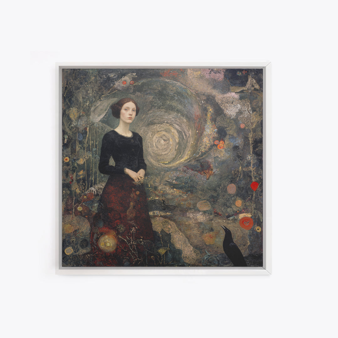 The Witch'S Forest, Symbolist Dream Art, Square Wall Art, Dark Halloween Decor, Canvas Print, Halloween Wall Art, Gothic Home Decor