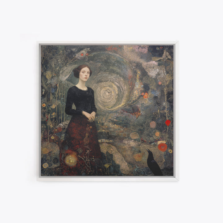 The Witch'S Forest, Symbolist Dream Art, Square Wall Art, Dark Halloween Decor, Canvas Print, Halloween Wall Art, Gothic Home Decor