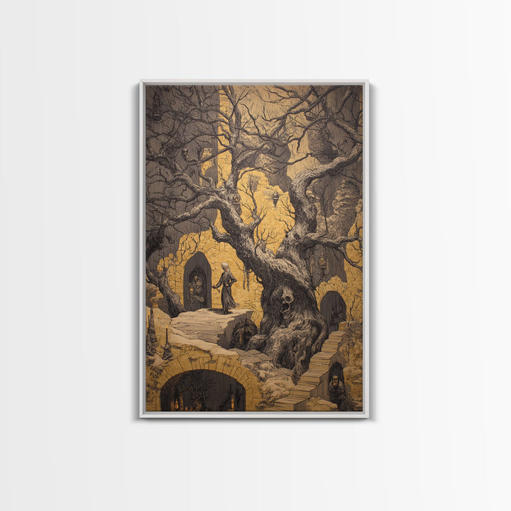 The Witch'S Forest, Victorian Macabre Art, Vertical Wall Art, Macabre Wall Art, Canvas Print, Halloween Wall Art, Gothic Home Decor