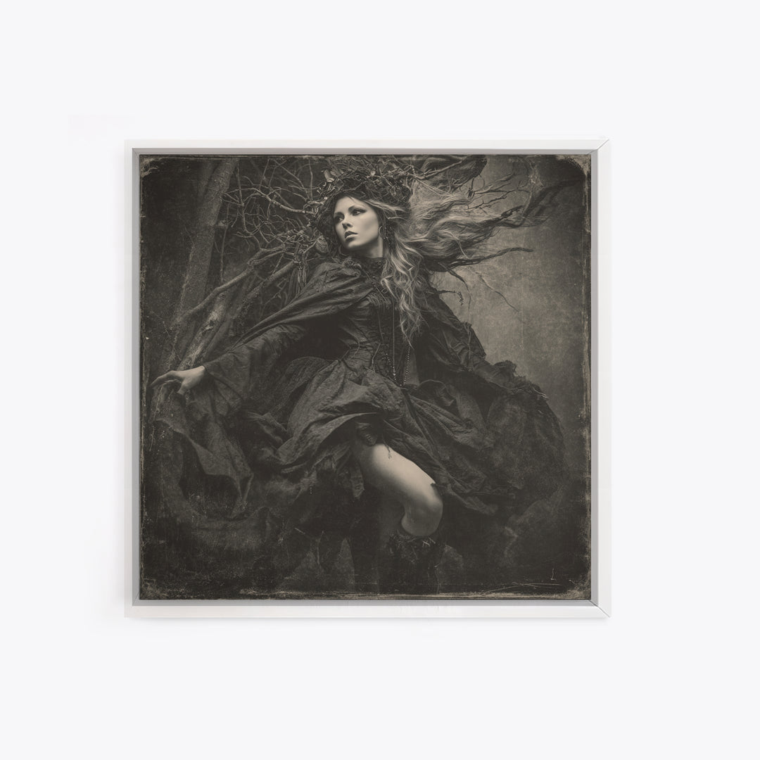 The Witch'S Forest, Biomechanical Horror Art, Square Wall Art, Dark Fantasy Wall Art, Canvas Print, Halloween Wall Art, Seasonal Home Decor