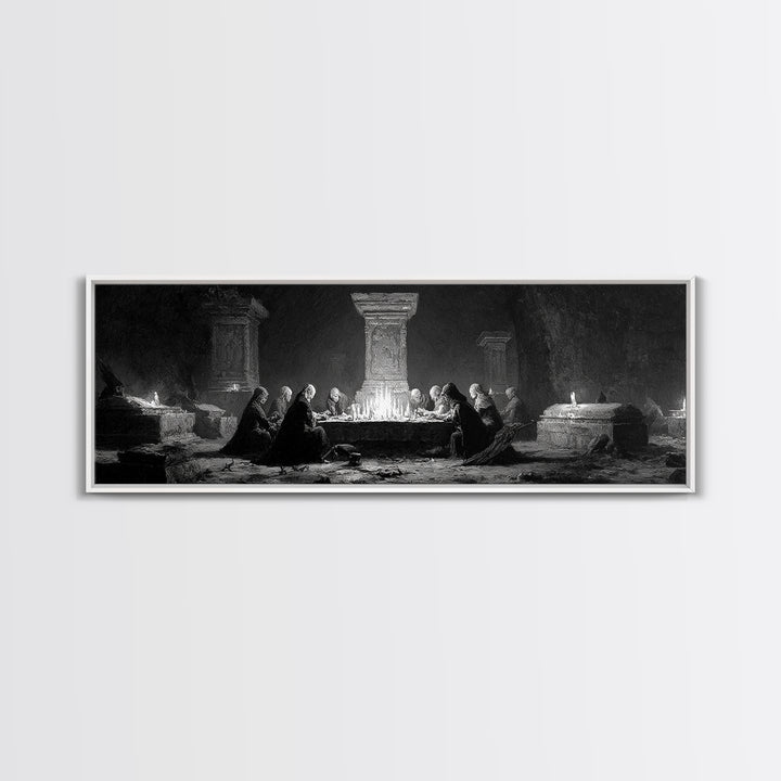 The Forgotten Crypt, Dark Romantic Horror Art, Extra Wide Wall Art, Dark Fantasy Wall Art, Canvas Print, Halloween Wall Art