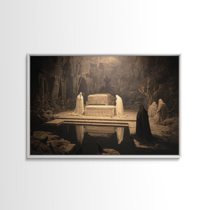 The Forgotten Crypt, Symbolist Gothic Landscape, Landscape Wall Art, Dark Halloween Decor, Canvas Print, Halloween Wall Art