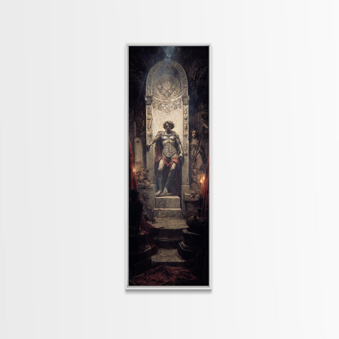 The Forgotten Crypt, Ornate Symbolist Art, Tall Narrow Wall Art, Dark Halloween Decor, Framed Canvas Print, Halloween Wall Art