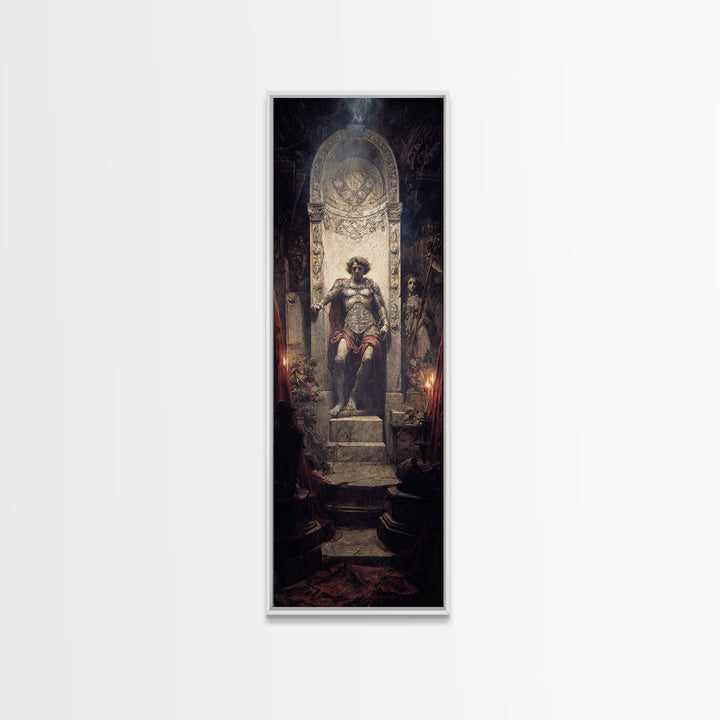 The Forgotten Crypt, Ornate Symbolist Art, Tall Narrow Wall Art, Dark Halloween Decor, Framed Canvas Print, Halloween Wall Art
