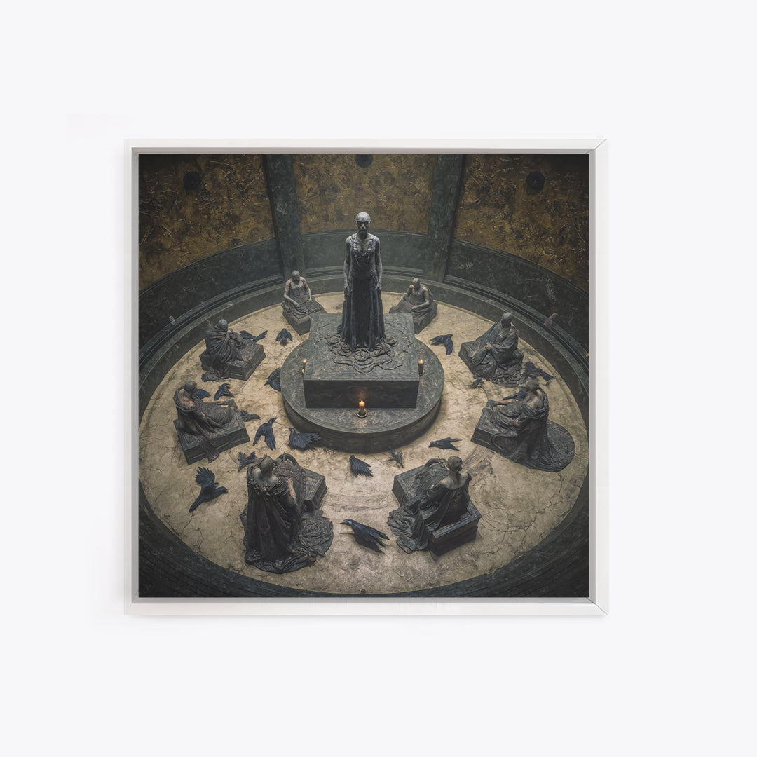 The Forgotten Crypt, Dark Symbolist Art, Square Wall Art, Macabre Wall Art, Canvas Print, Halloween Wall Art, Horror Wall Art