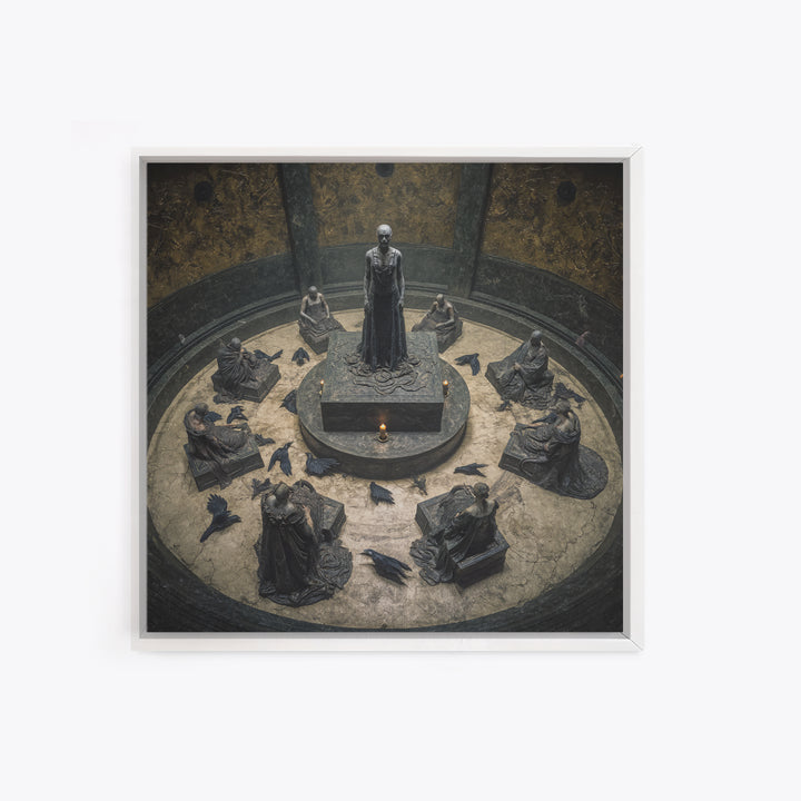 The Forgotten Crypt, Dark Symbolist Art, Square Wall Art, Macabre Wall Art, Canvas Print, Halloween Wall Art, Horror Wall Art