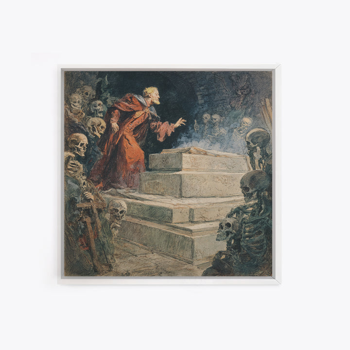 The Forgotten Crypt, Grotesque Carnival Art, Square Wall Art, Dark Halloween Decor, Canvas Print, Halloween Wall Art, Dark Fantasy Art