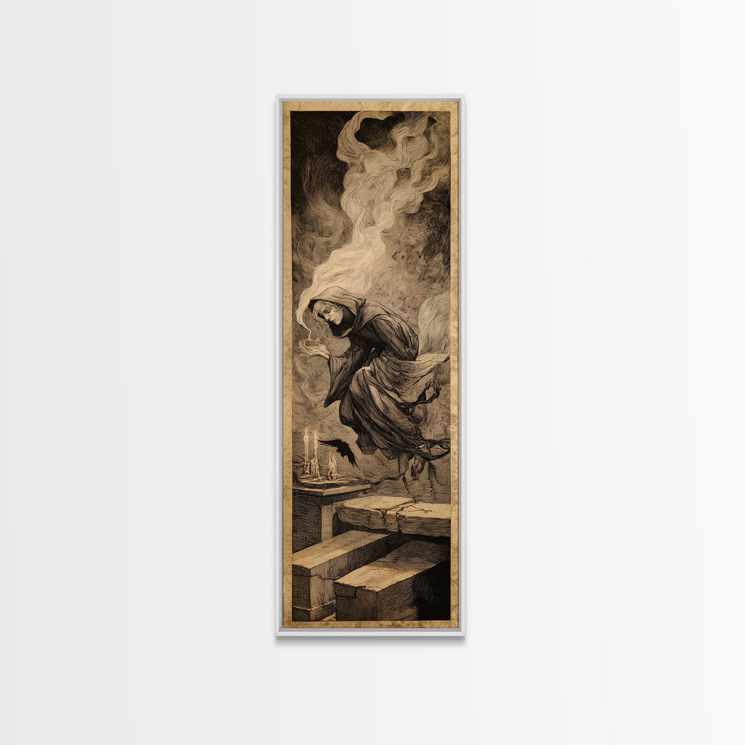 The Forgotten Crypt, Expressionist Gothic Art, Tall Narrow Wall Art, Macabre Wall Art, Canvas Print, Halloween Wall Art, Gothic Home Decor