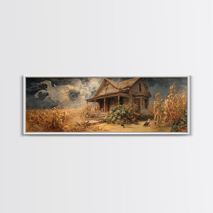 The Possessed Farmhouse, Dark Renaissance Art, Extra Wide Wall Art, Gothic Horror Wall Art, Canvas Print, Halloween Wall Art
