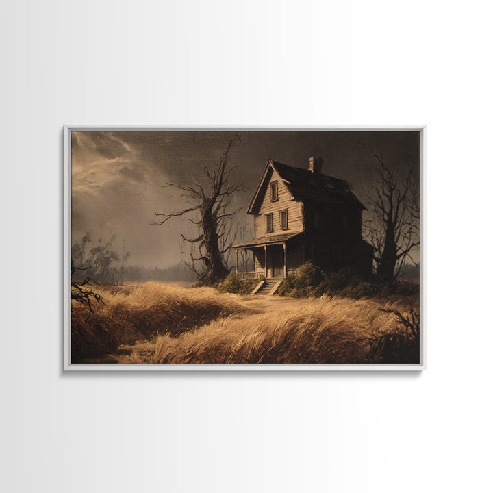 The Possessed Farmhouse, Baroque Witchcraft Art, Landscape Wall Art, Dark Halloween Decor, Canvas Print, Halloween Wall Art
