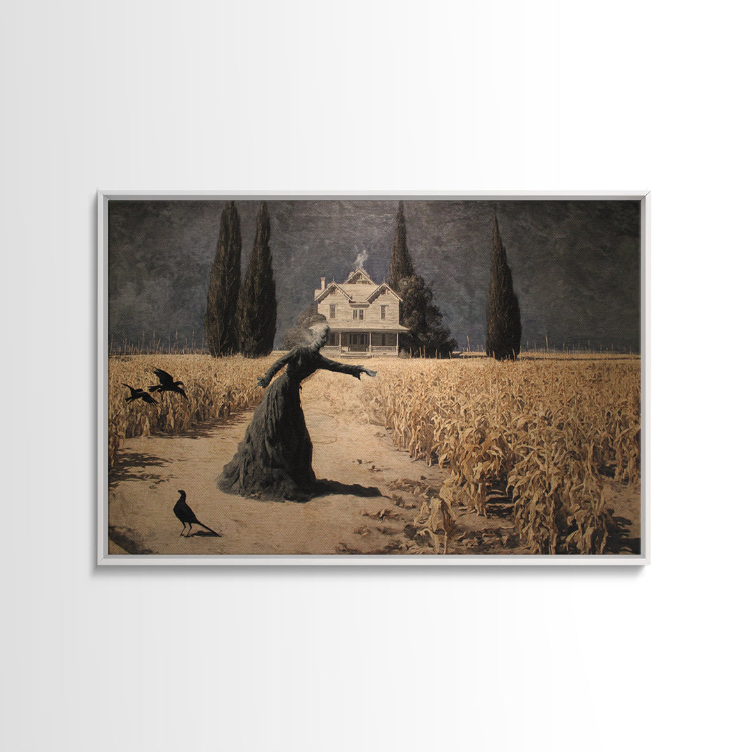 The Possessed Farmhouse, Symbolist Gothic Landscape, Landscape Wall Art, Gothic Horror Wall Art, Framed Canvas Print, Halloween Wall Art