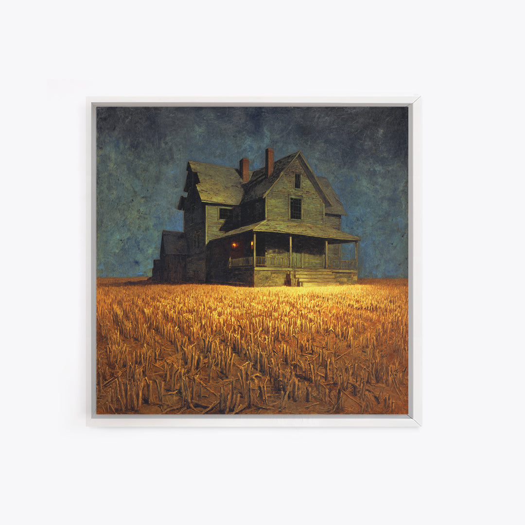 The Possessed Farmhouse, Dark Symbolist Art, Square Wall Art, Dark Fantasy Wall Art, Canvas Print, Halloween Wall Art