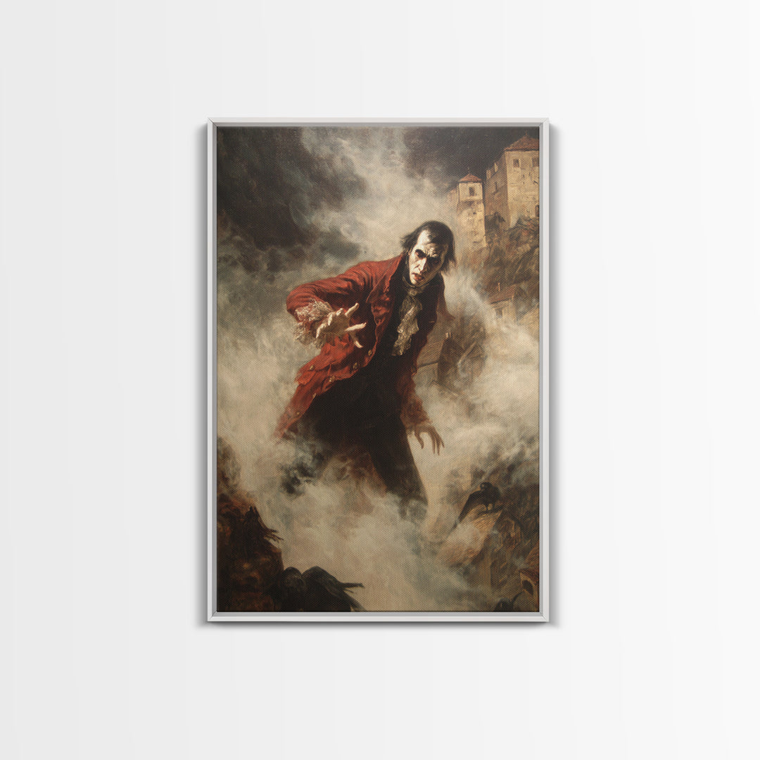 The Vampire Castle, Dark Romantic Horror Art, Vertical Wall Art, Macabre Wall Art, Canvas Print, Halloween Wall Art, Seasonal Home Decor