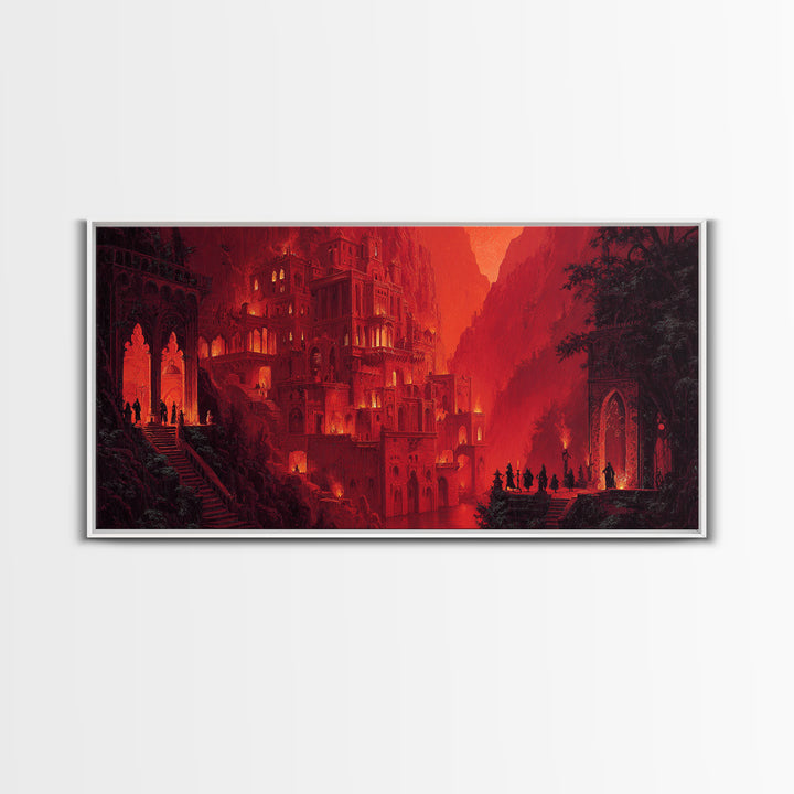 The Vampire Castle, Apocalyptic Romantic Art, Wide Panoramic Art, Dark Halloween Decor, Canvas Print, Halloween Wall Art, Horror Wall Art