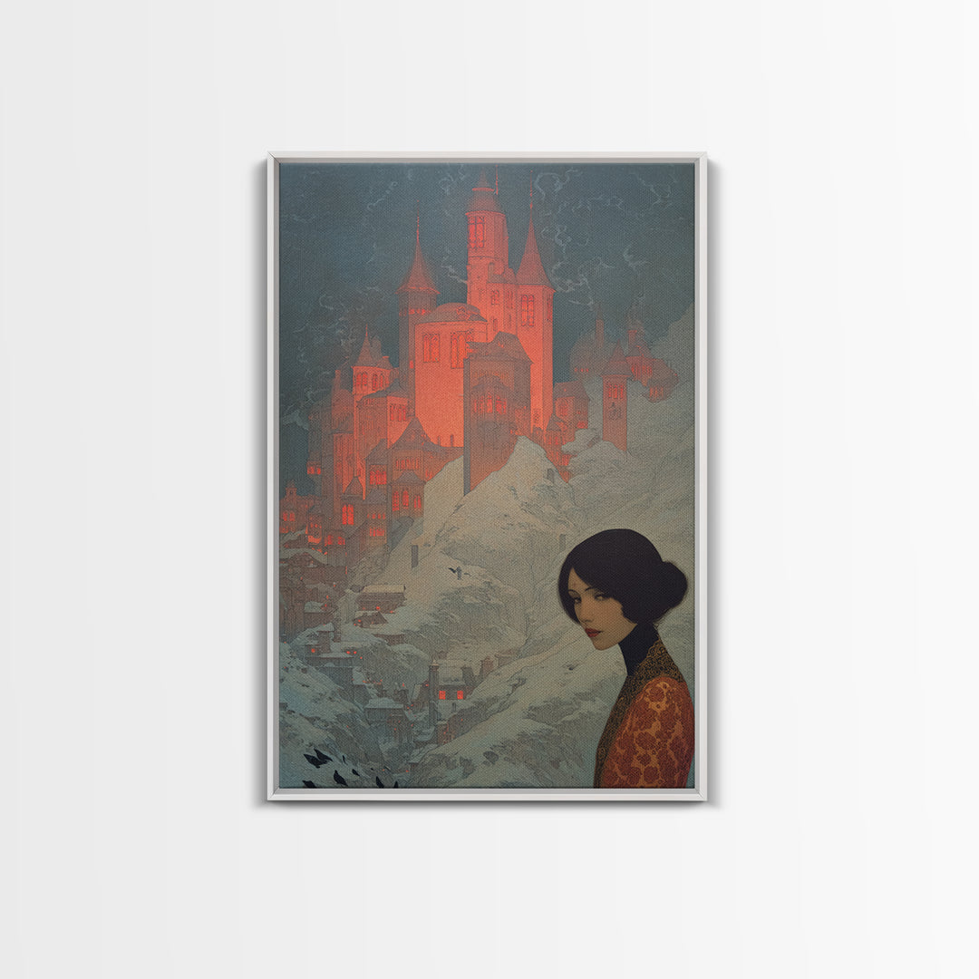 The Vampire Castle, Symbolist Death Art, Vertical Wall Art, Macabre Wall Art, Canvas Print, Halloween Wall Art, Horror Wall Art