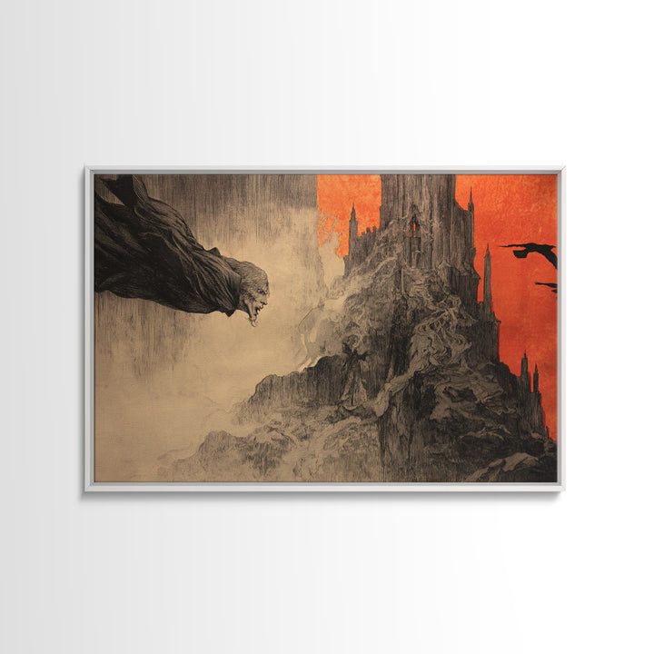 The Vampire Castle, Expressionist Nightmare Art, Landscape Wall Art, Gothic Horror Wall Art, Canvas Print, Halloween Wall Art
