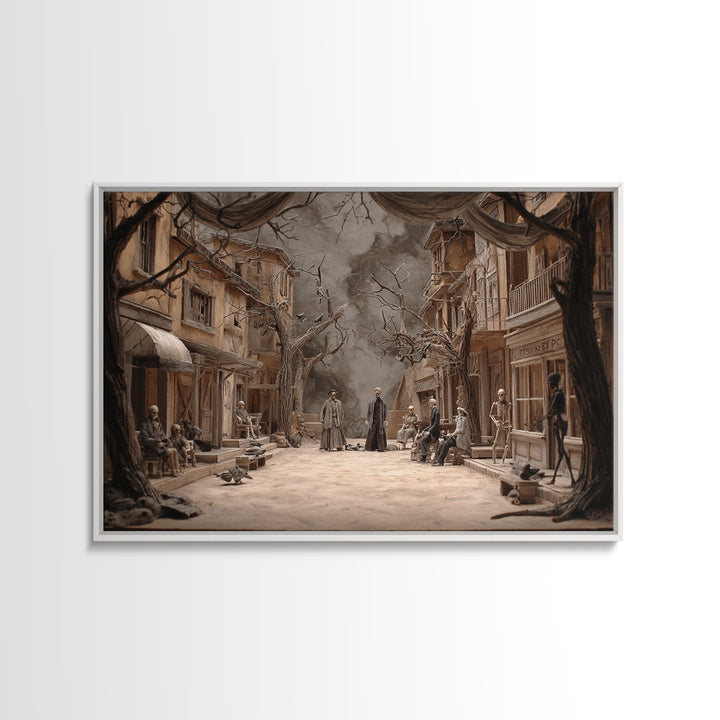 The Ghost Town Main Street, Danse Macabre Art, Landscape Wall Art, Macabre Wall Art, Canvas Print, Halloween Wall Art