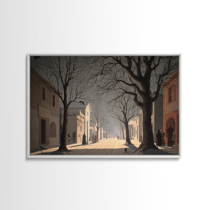 The Ghost Town Main Street, Romantic Gothic Landscape, Landscape Wall Art, Dark Halloween Decor, Canvas Print, Halloween Wall Art