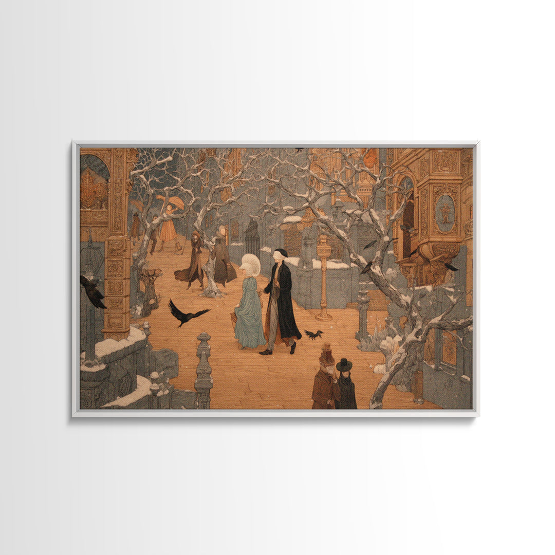 The Ghost Town Main Street, Symbolist Death Art, Landscape Wall Art, Macabre Wall Art, Canvas Print, Halloween Wall Art