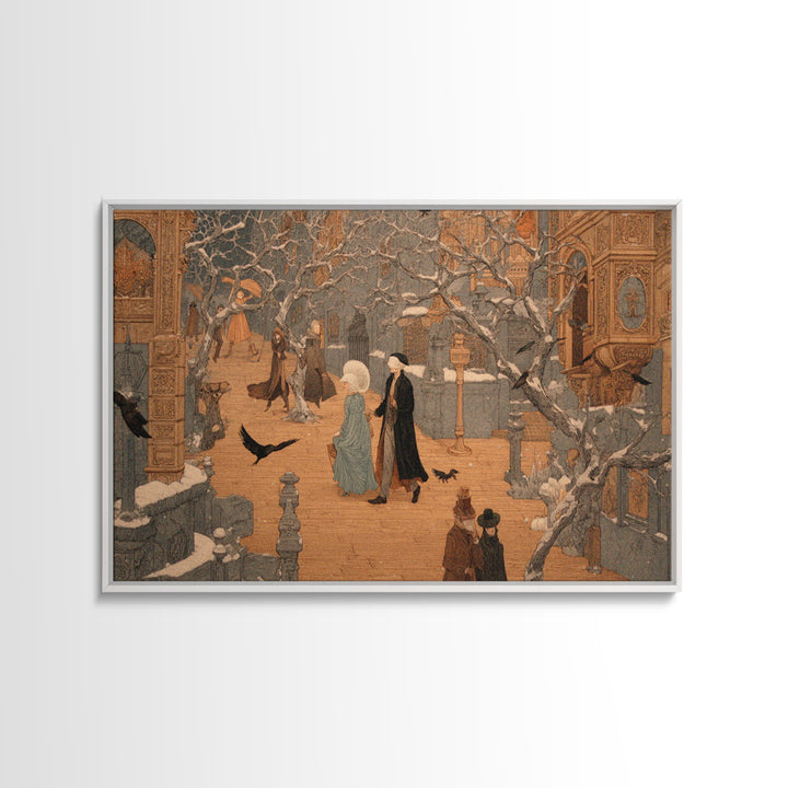 The Ghost Town Main Street, Symbolist Death Art, Landscape Wall Art, Macabre Wall Art, Canvas Print, Halloween Wall Art