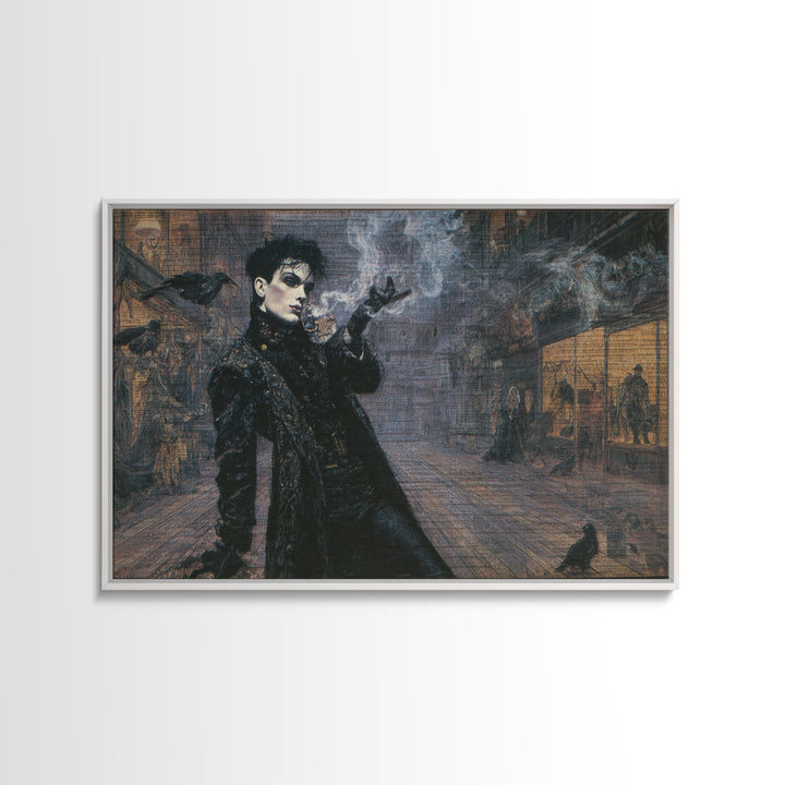 The Ghost Town Main Street, Dark Symbolist Art, Landscape Wall Art, Gothic Horror Wall Art, Framed Canvas Print